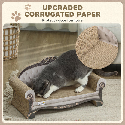 PawHut 2-in-1 Cat Scratcher with Catnip for Indoor Cats, 29.5 x 56 x 26cm, Brown