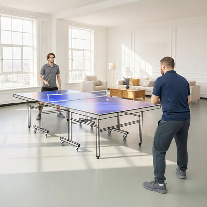 SPORTNOW 9 ft Folding Ping Pong Table Top for Billiard Tables, Table Tennis Conversion Top with Net, Foam Padding, Blue