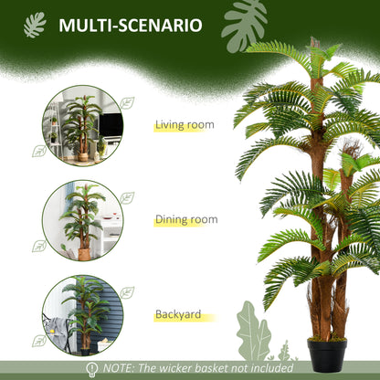 Outsunny Set of 2 Artificial Plant Tropical Fern in Pot, Fake Plants for Home Indoor Outdoor Decor, 150cm, Green