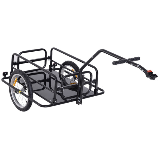 HOMCOM Bike Cargo Trailer Bicycle Trailer Cargo Storage Cart w/ Hitch Cycling Camping Luggage Storage Carrier Transport Steel Black