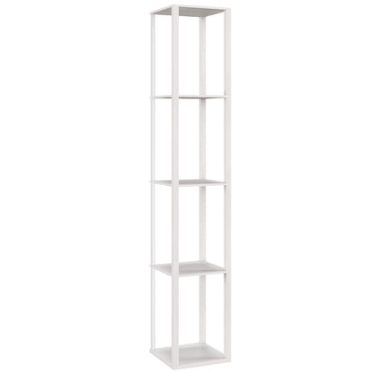 HOMCOM RGB LED Floor Lamp with Shelves, Modern Dimmable Standing Lamp with Remote Control, Adjustable Brightness & Speed for Living Room, Bedroom, Office, White