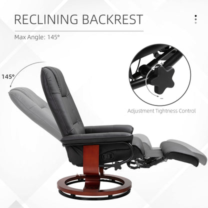HOMCOM Reclining Swivel Chair, with Footrest - Black