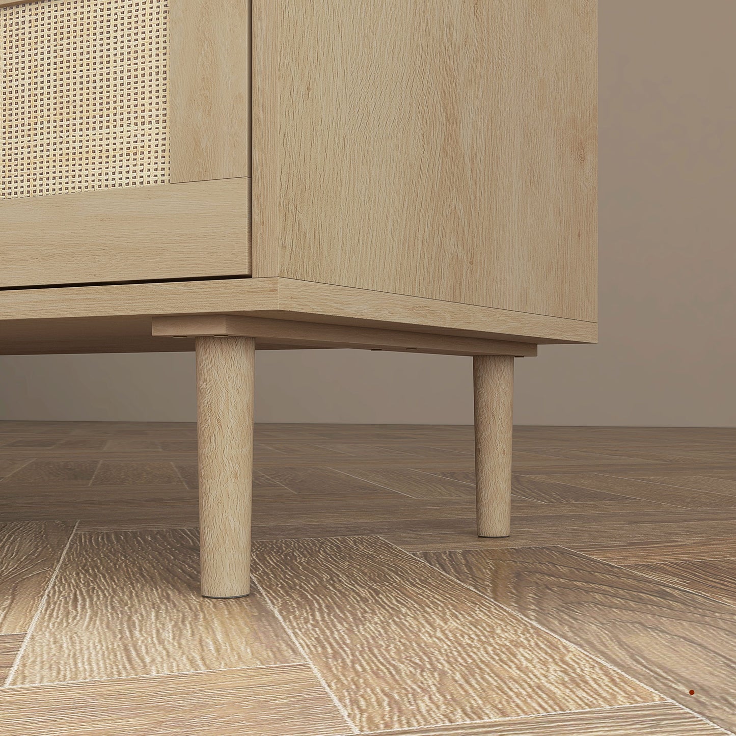 HOMCOM Chest of Drawers, 6-Drawer Dresser, Tall Storage Drawer Unit with Rattan Element for Bedroom, Living Room, Oak