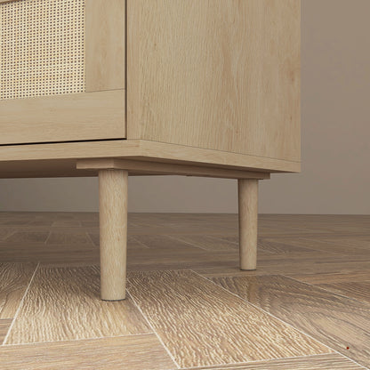HOMCOM Chest of Drawers, 6-Drawer Dresser, Tall Storage Drawer Unit with Rattan Element for Bedroom, Living Room, Oak