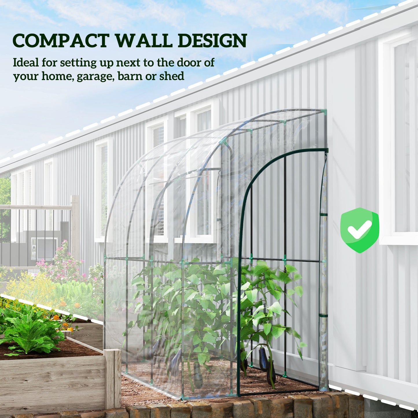 Outsunny 214cm x 118cm Walk-In Lean To Greenhouse, with Accessories-Lean-To Greenhouses-ChewyGames-ChewyGames