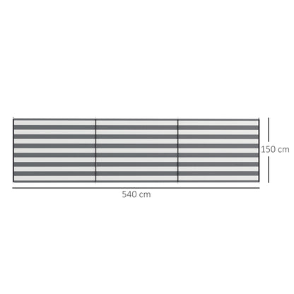 Outsunny 4 Pole Camping Windbreaks, Beach Wind Shield Shelter with Carry Bag and Steel Poles, 540cm x 150cm, Grey and White