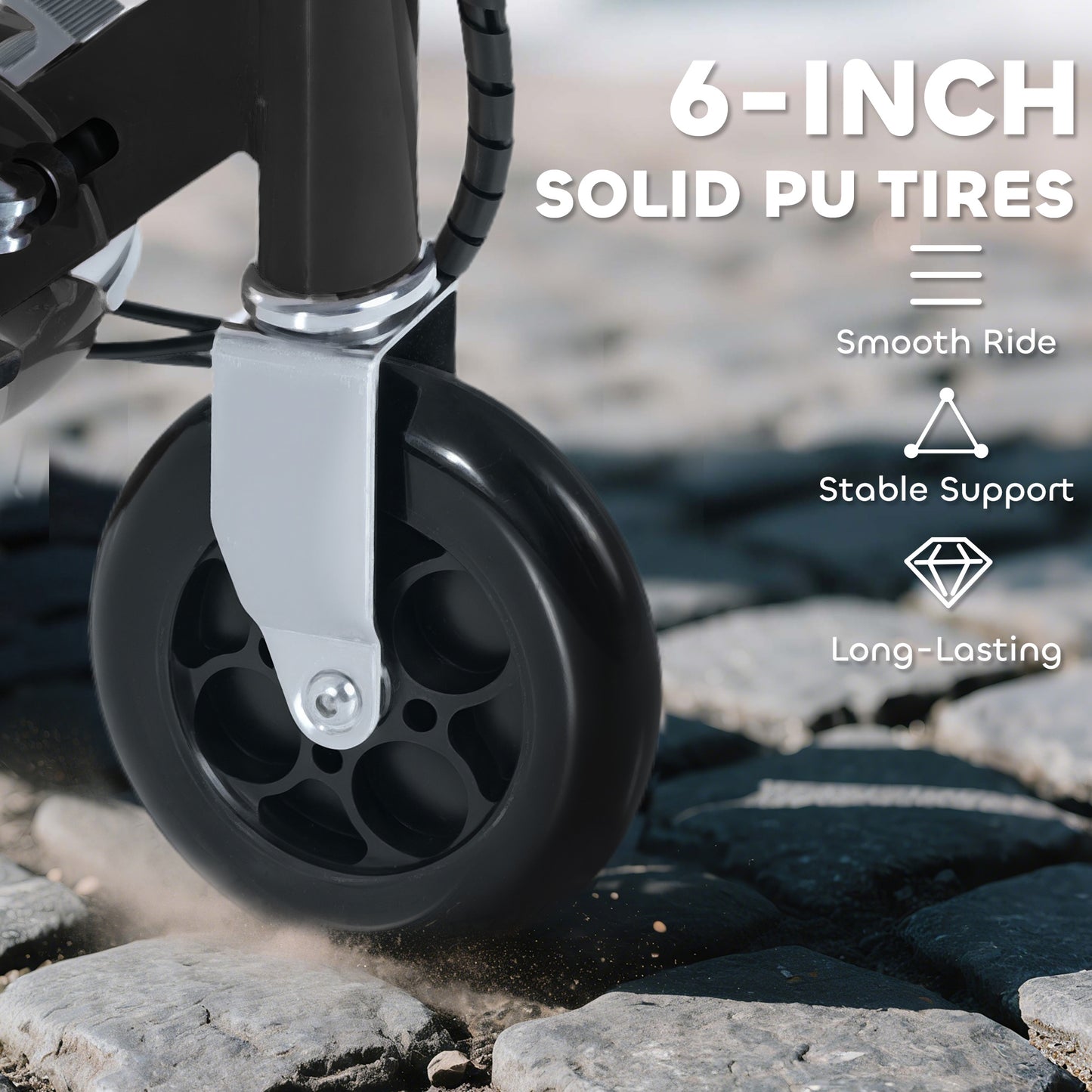 HOMCOM Foldable Powered Scooter with Adjustable Seat, Brake, Black