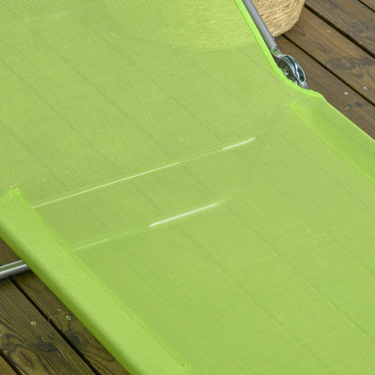 Outsunny Set of Two Steel Frame Sun Loungers, with Reclining Backs - Green