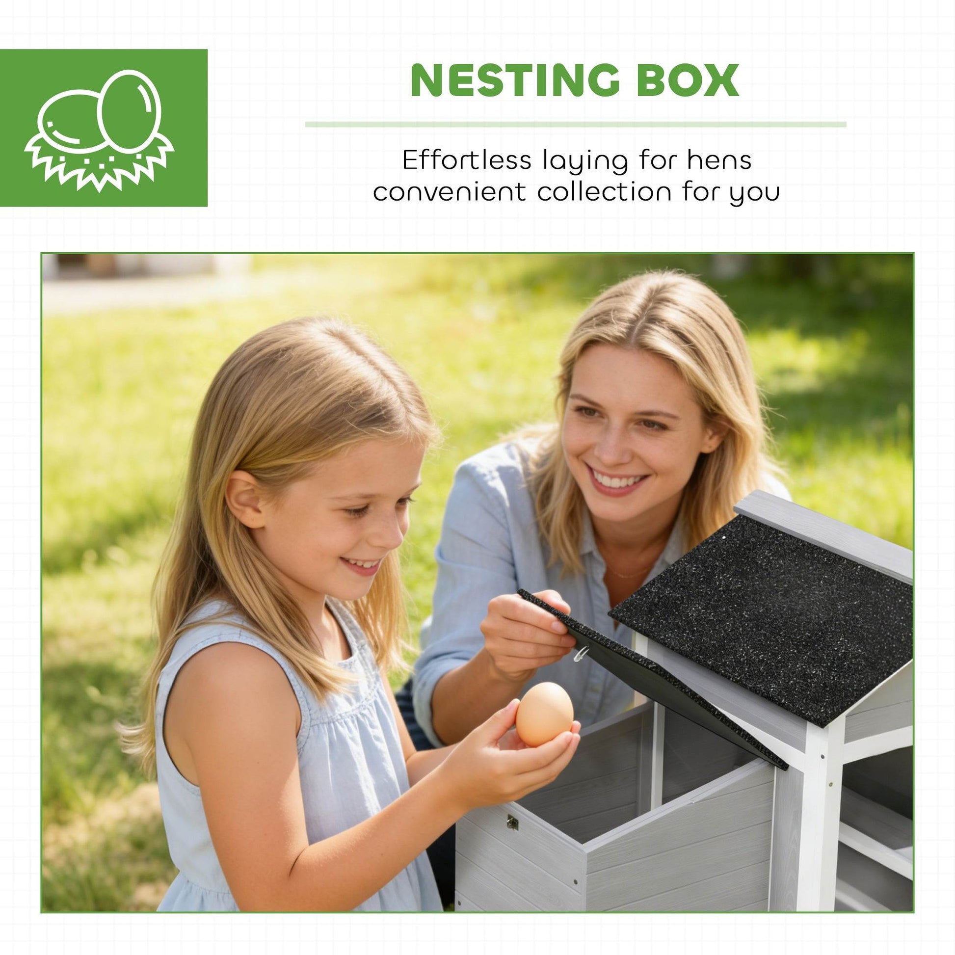 PawHut Wooden Chicken Coop with Pull-Out Tray Nesting Box for 1-2 Chickens