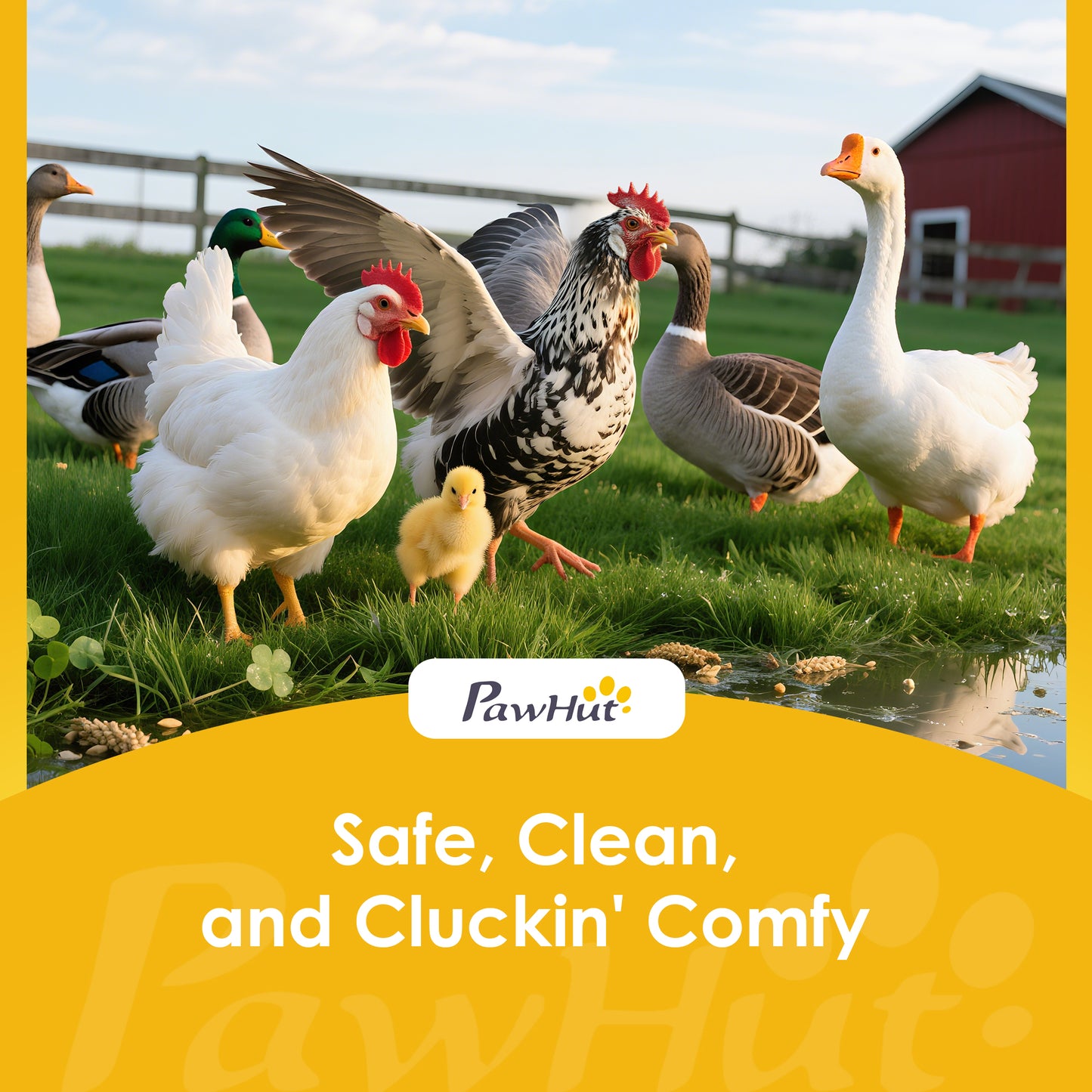 PawHut Large Chicken Coop, Wooden Outdoor Chicken Cage Poultry Hen House with Nesting Box