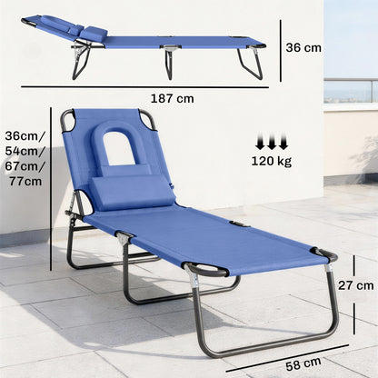Outsunny Reading Hole Sun Lounger - Blue