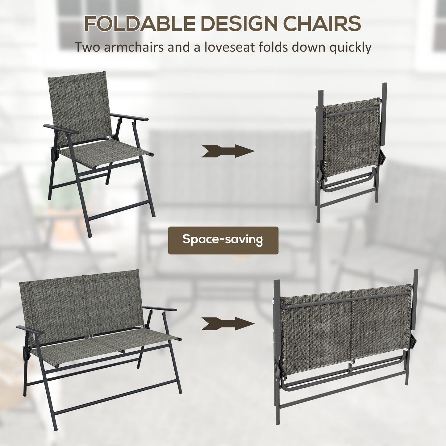 Outsunny Four-Piece Metal Garden Sofa Set - Mixed Brown