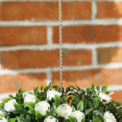 HOMCOM Set of 2 Decorative Artificial Plants, UV-protected Artificial Plant Topiary Rose Balls, Fake Plants for Home Indoor outdoor Decor, 28cm, White-Artificial Non-Flowering Plants-ChewyGames-ChewyGames