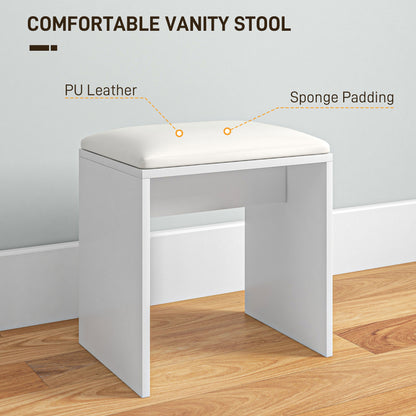 HOMCOM Dressing Table and Stool Set, with Storage - White