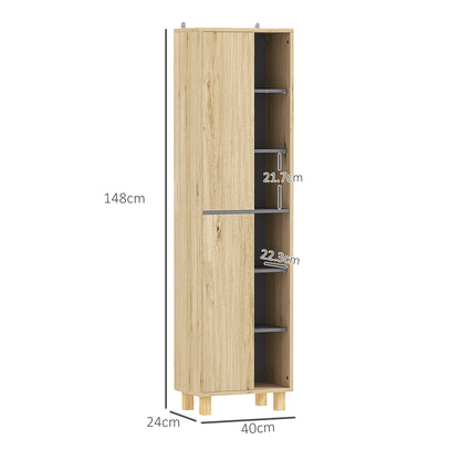 HOMCOM Multi-Storage Slim Bathroom Cabinet - Wood-Effect--ChewyGames-ChewyGames