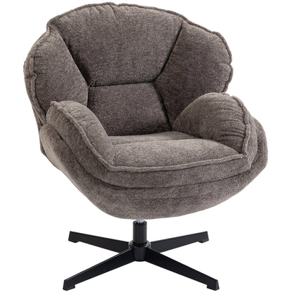 HOMCOM Modern Wingback Accent Chair, Velvet Armchair with Four-Star Base, S-Springs, Swivel, Grey