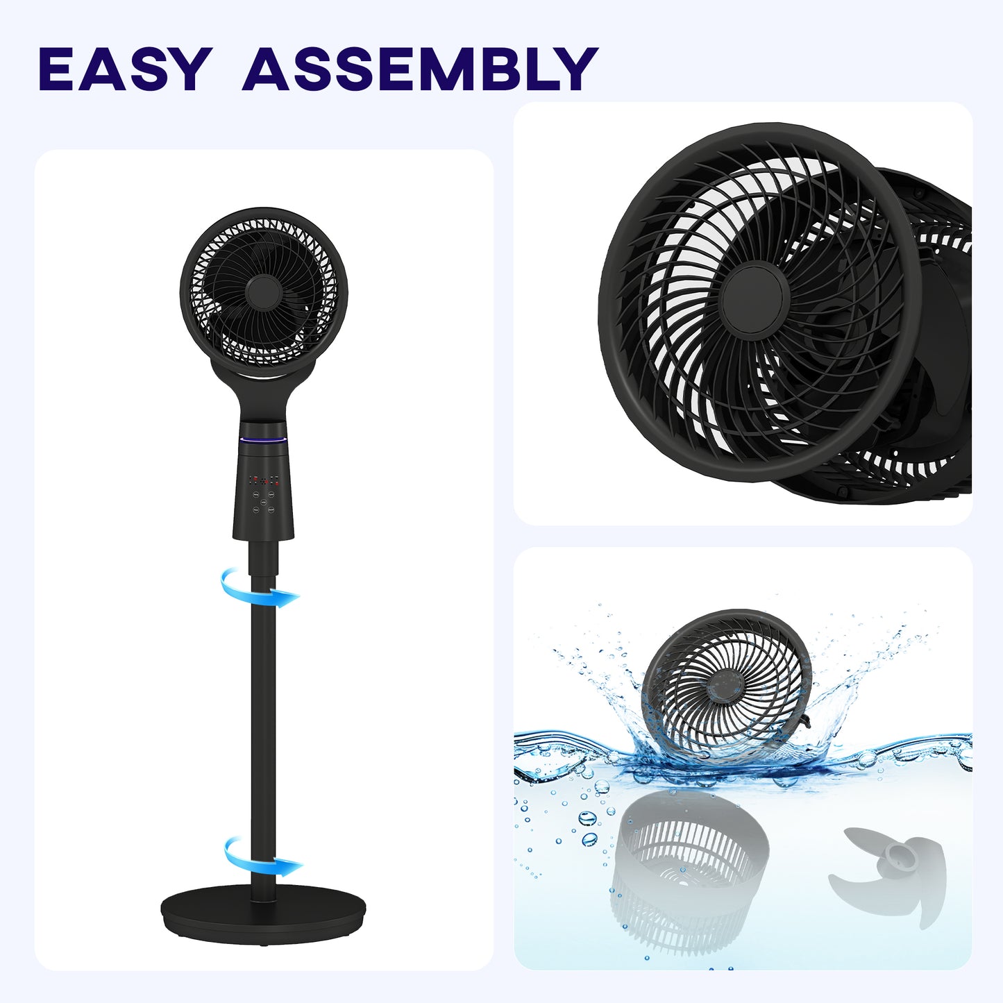 HOMCOM Pedestal Air Circulation Fan with Oscillating, Light Off, Black