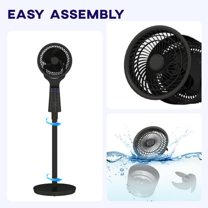 HOMCOM Pedestal Air Circulation Fan with Oscillating, Light Off, Black