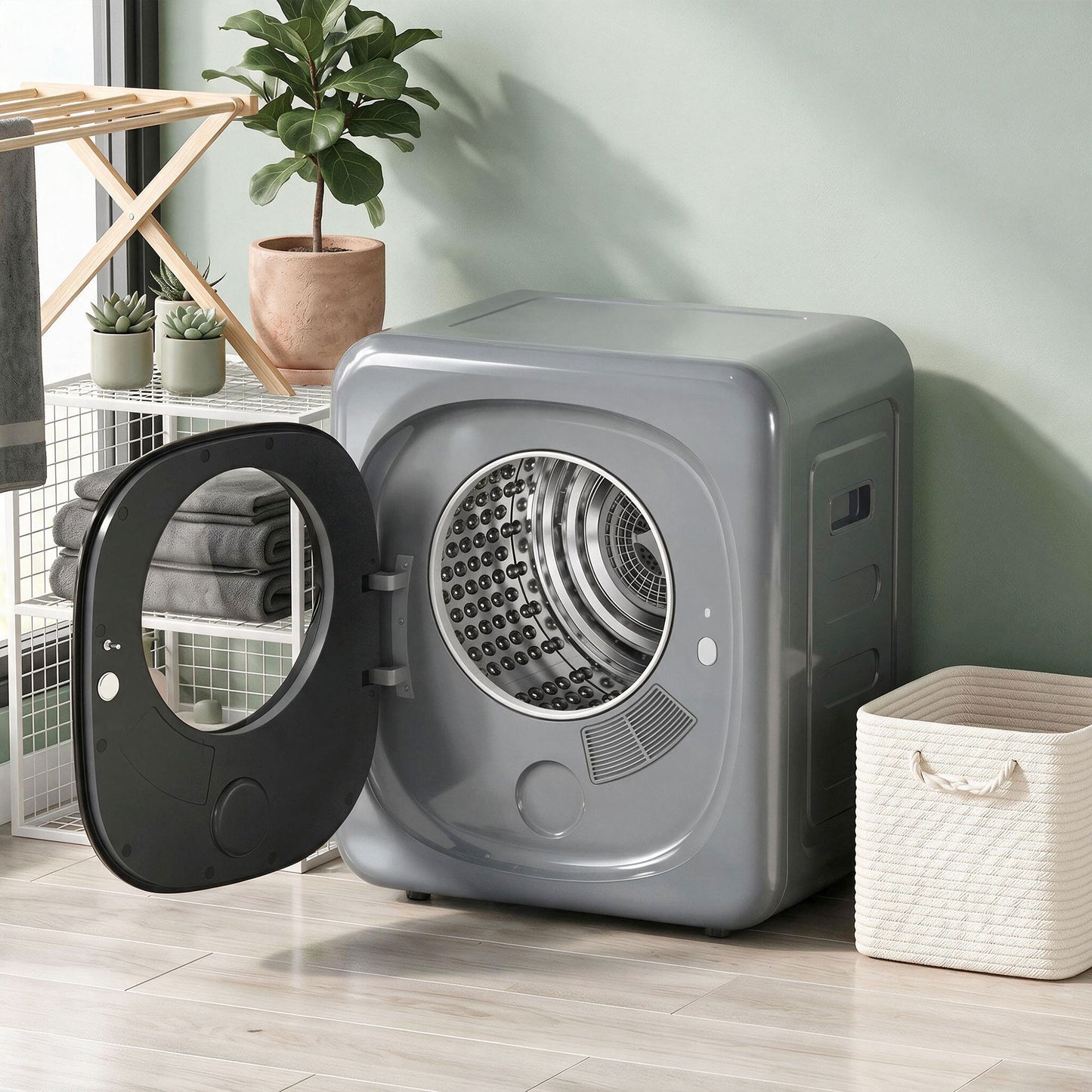 HOMCOM 4kg Vented Tumble Dryer with 5 Drying Mode, 800W Compact Freestanding Front Tumble Dryer, Silver