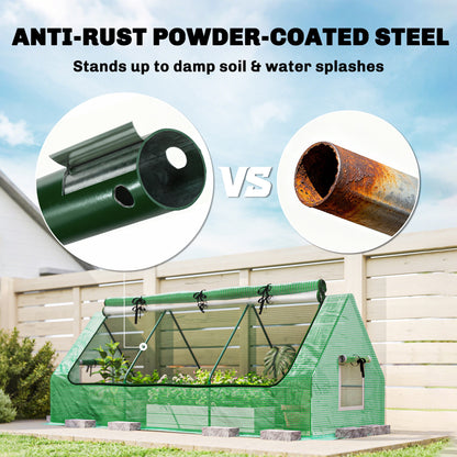 Outsunny Portable Small Polytunnel, Mini Greenhouse with Mesh Windows for Indoor and Outdoor, 240x90x90cm, Green