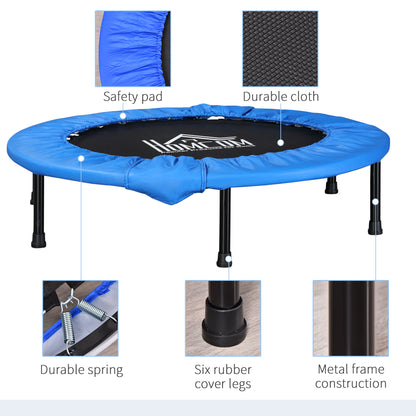 HOMCOM 40" Mini Fitness Trampoline Home Gym Yoga Exercise Rebounder Indoor Outdoor Jumper with Safety Pad, Support Up to 150 KG, Blue and Black