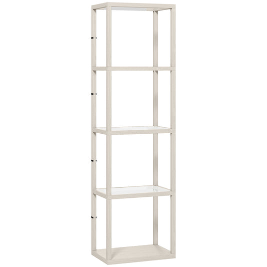 HOMCOM Four-Shelf Floor Lamp - Bleached Oak