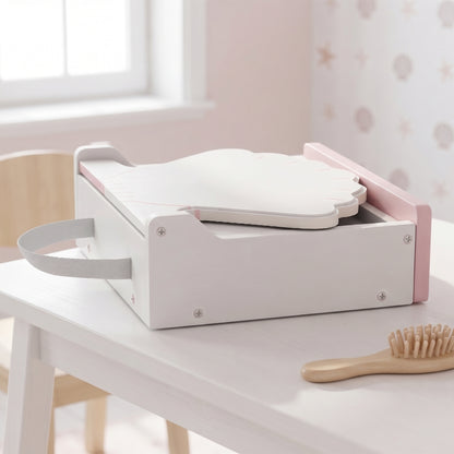 AIYAPLAY Kids Vanity Table, Portable Dressing Table with Lights, Mirror, Drawer, Accessories, Gift for 3-6 Years