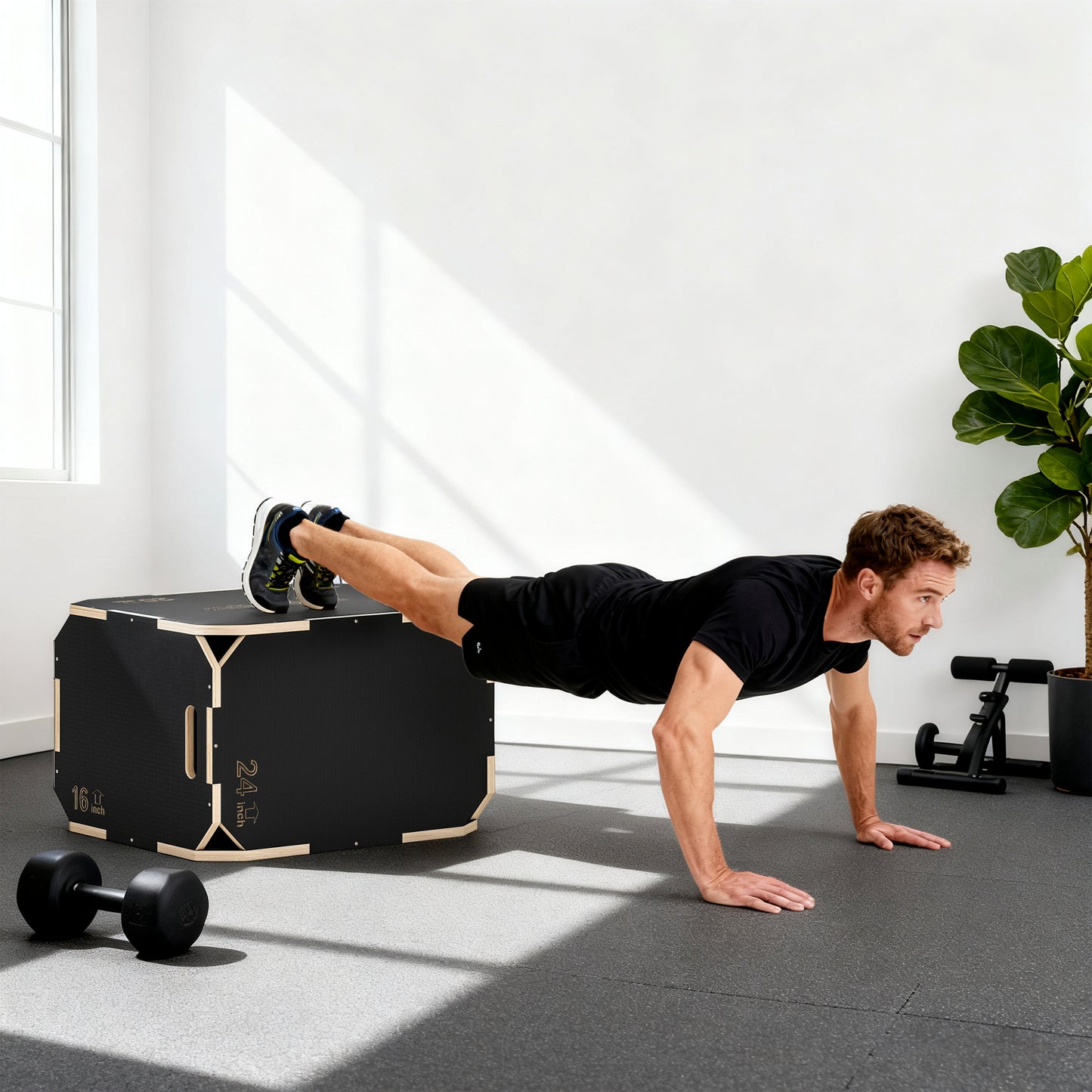 SPORTNOW Non-Slip Plyo Box, Corner-free Wooden Jump Box, 41 x 61 x 51 cm