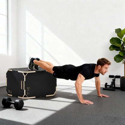 SPORTNOW Non-Slip Plyo Box, Corner-free Wooden Jump Box, 41 x 61 x 51 cm