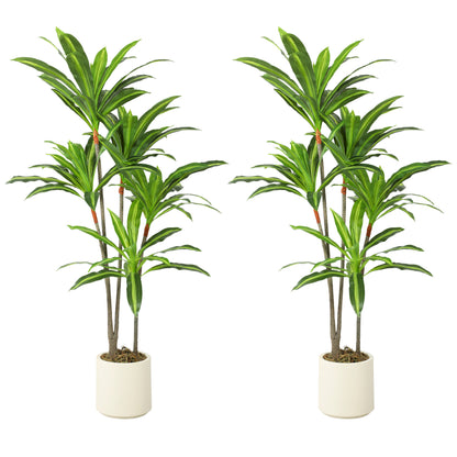 HOMCOM 150cm Lifelike Fake Tree, Artificial Dracaena Tree with Bendable Trunks, Green