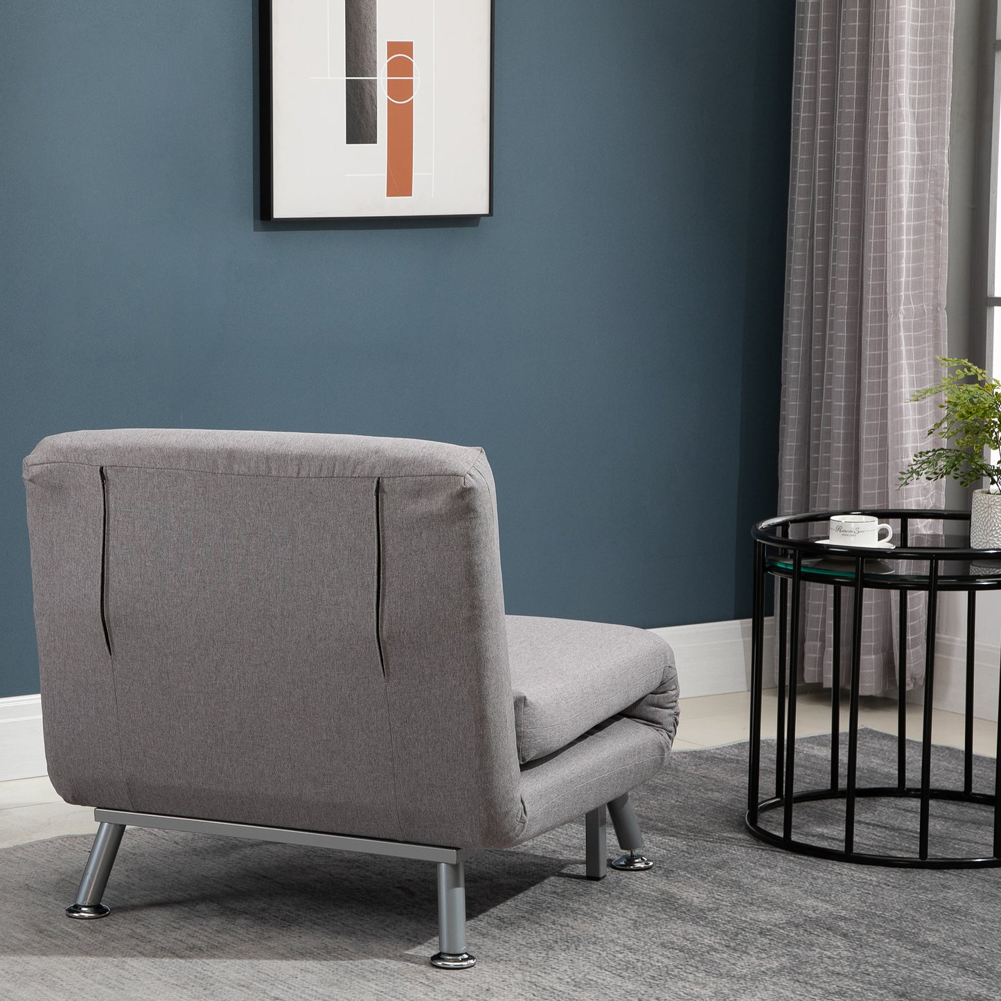 HOMCOM Adjustable Back Futon Sofa Chair - Grey--ChewyGames-ChewyGames