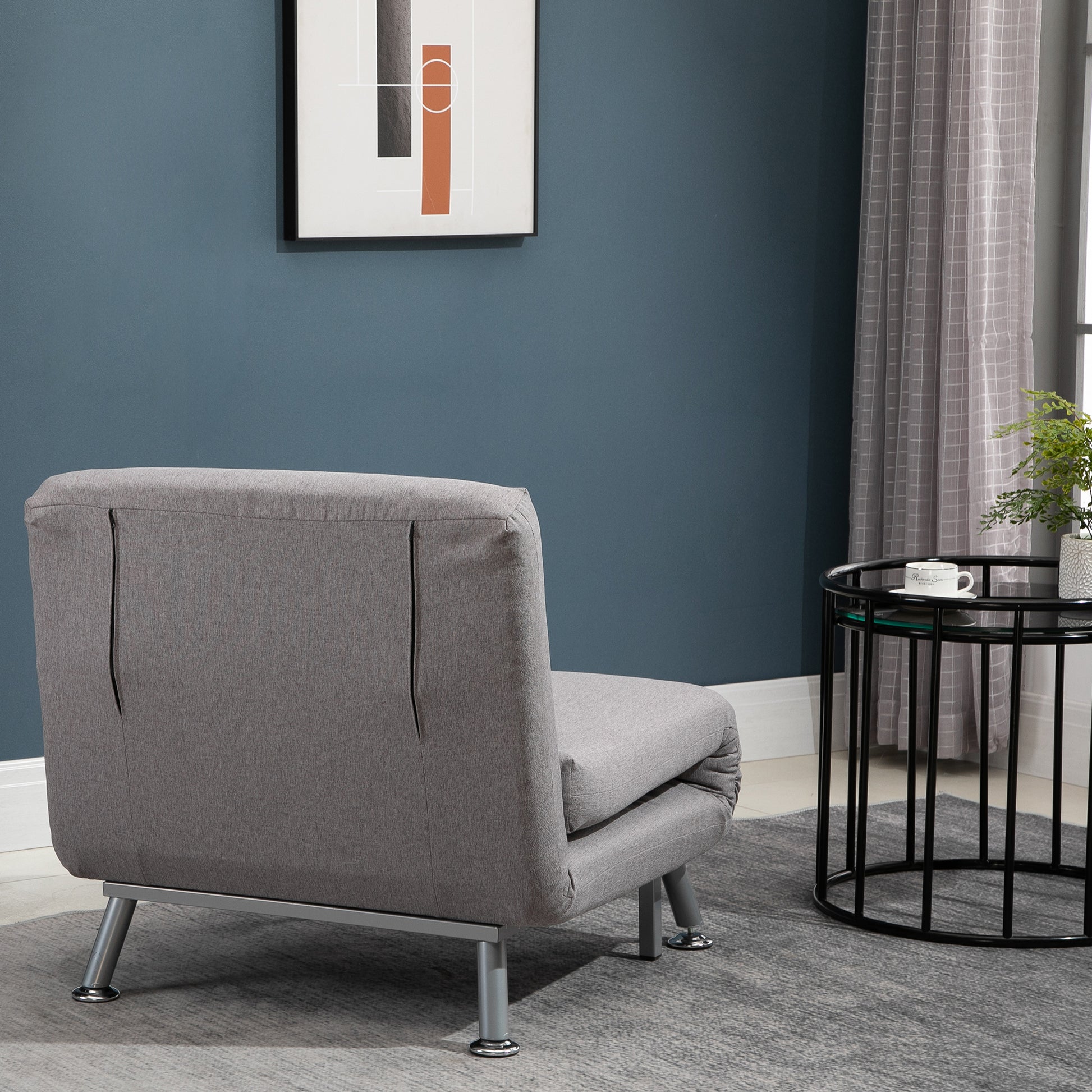 HOMCOM Adjustable Back Futon Sofa Chair - Grey--ChewyGames-ChewyGames