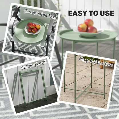 Outsunny Steel Removable Tray Top Garden Table - Green