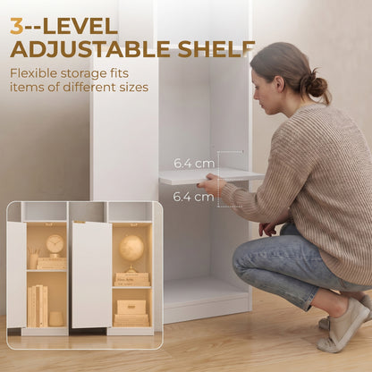 HOMCOM Bookcase Adjustable Shelf Bookshelf Anti-Tip Hardware 6-Tier Storage Cabinet White Wood Effect
