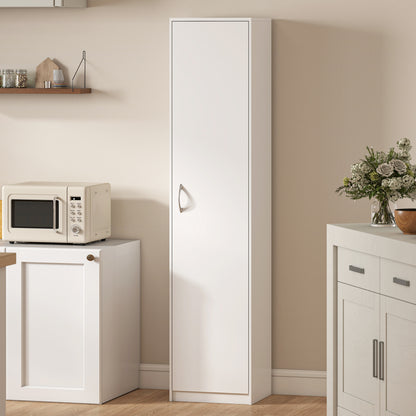 HOMCOM 180cm Tall Kitchen Cupboard, Freestanding 5-Tier Pantry Storage Cabinet with Adjustable Shelf, White