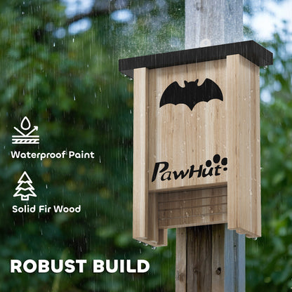 PawHut 3PCs Wooden Bat Boxes, Bat Houses Designed to Attract Bats & Easy to Hang for Outdoor, Garden, Farm, 18 x 6 x 22.5 cm--ChewyGames-ChewyGames