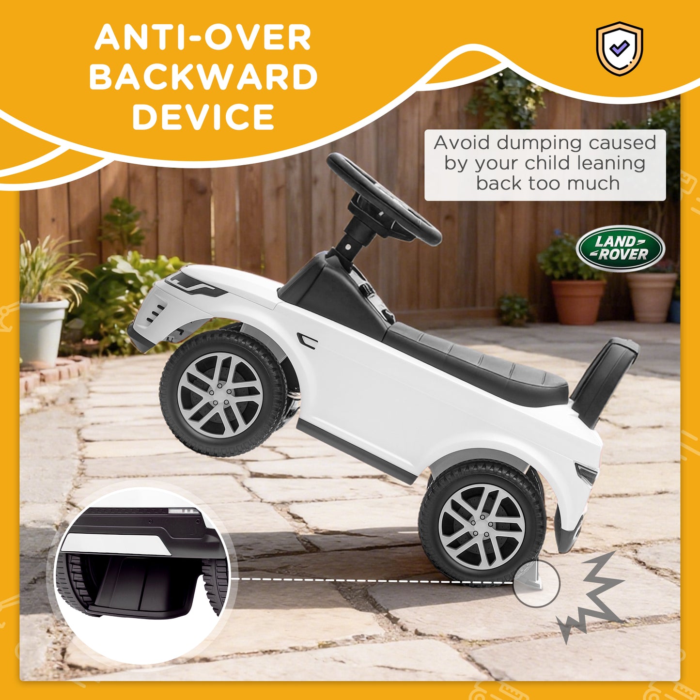 AIYAPLAY Land Rover Licensed Toddler Ride on Car with Horn, Engine Sounds, Under-Seat Storage, for 18-36 Months, White