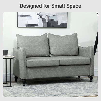 HOMCOM Faux Leather Marble-Effect Two-Seater Sofa - Grey