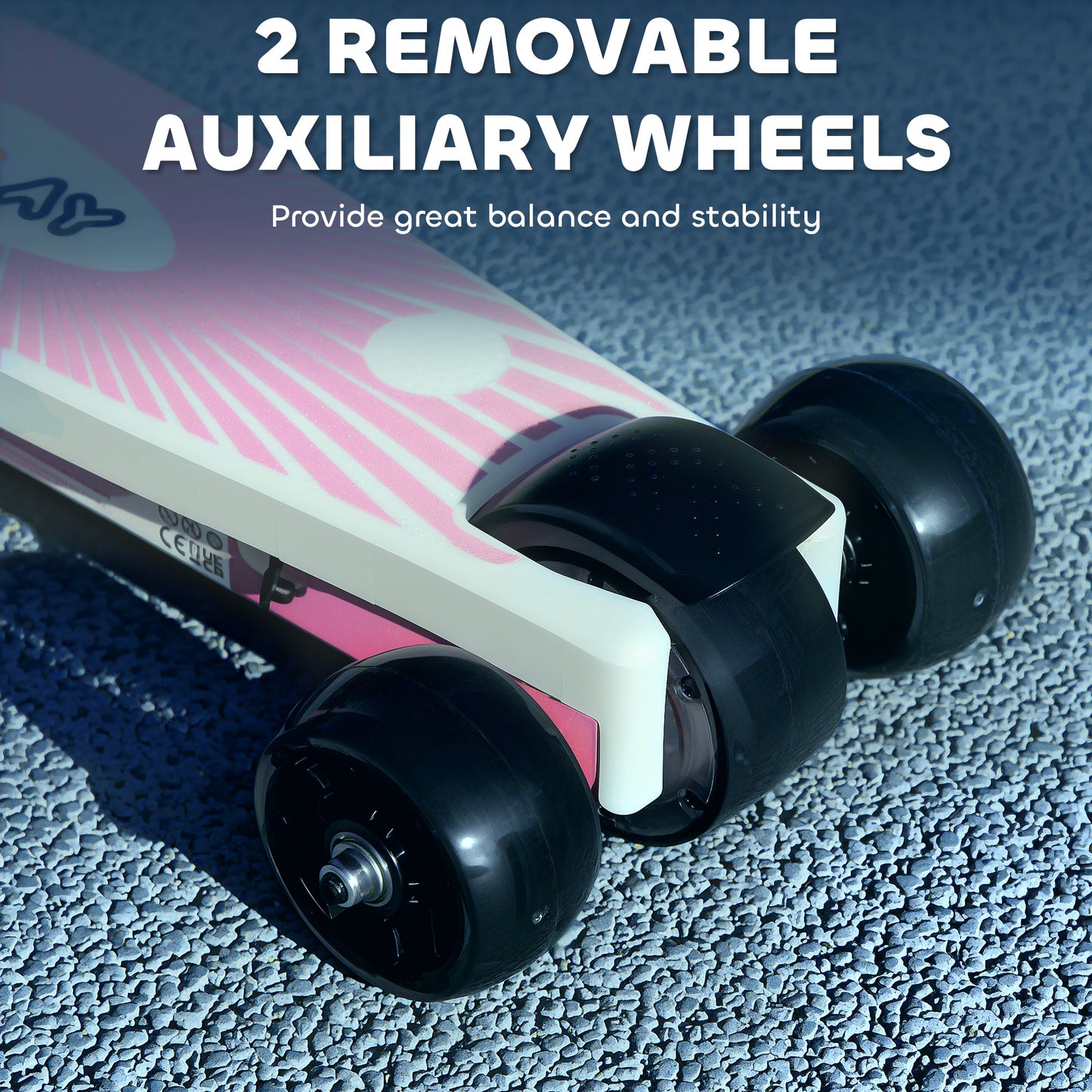 AIYAPLAY Electric Scooter for Kids Aged 4-7 Years, with Flashing LED Lights, Rear Auxiliary Wheels, Pink