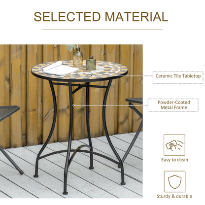 Outsunny Φ60cm Mosaic Outdoor Patio Table - Grey