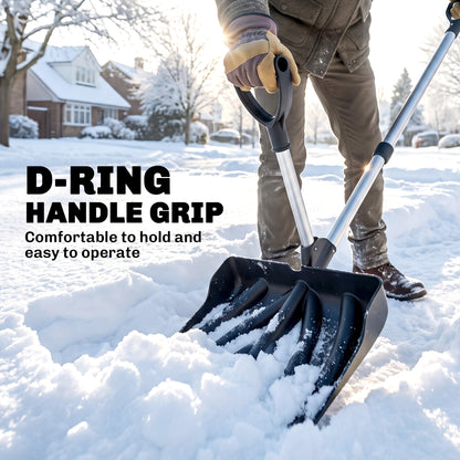 Outsunny Heavy-Duty Snow Shovel with Assist Handle, Portable Snow Pusher with 45cm Wide Blade, Detachable Aluminium Handle