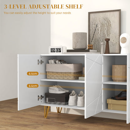 HOMCOM Modern Luxe High Gloss Sideboard, with Hairpin Legs - White-Sideboards-ChewyGames-ChewyGames