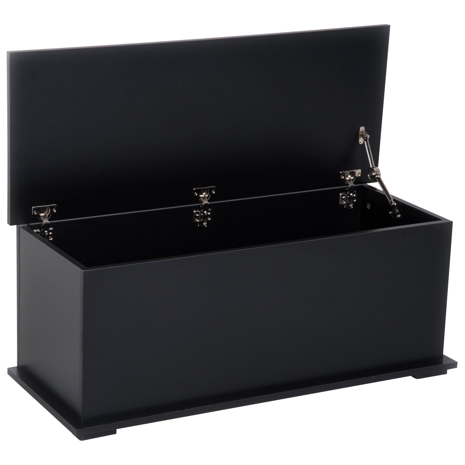 HOMCOM 113L Storage Chest, Storage Box with Flip-Top Lid and 2 Safety Hinges, Storage Trunk for Living Room, Entryway, 100 x 40 x 40 cm, Black--ChewyGames-ChewyGames