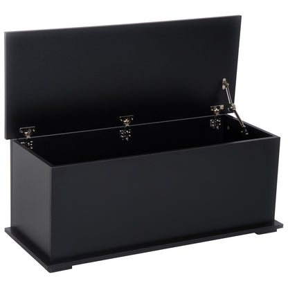 HOMCOM 113L Storage Chest, Storage Box with Flip-Top Lid and 2 Safety Hinges, Storage Trunk for Living Room, Entryway, 100 x 40 x 40 cm, Black--ChewyGames-ChewyGames