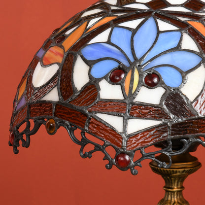 HOMCOM Stained Glass Table Lamp, Handcrafted Artisan Collectible, Suitable for Living Room and Bedside, Multi-Coloured, Ф25 x 45Hcm, Zinc Alloy.