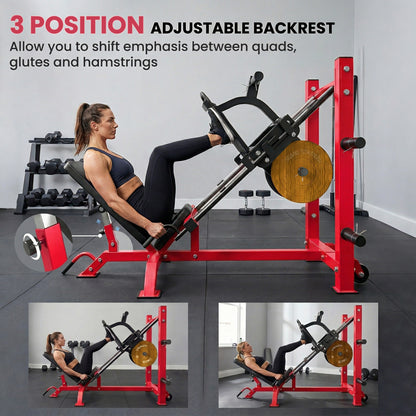 SPORTNOW Leg Press Machine with Wheels and Calf Block, Adjustable Squat Machine for Home Gym, 455KG Capacity