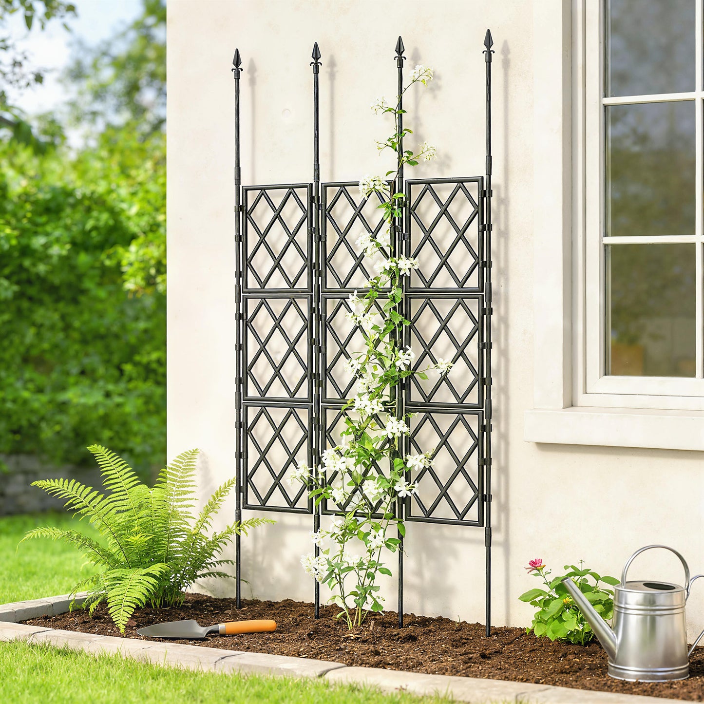 Outsunny Foldable Garden Trellis, Lattice Climbing Support Trellis for Garden, DIY Assembly, 85 x 197 cm, Black