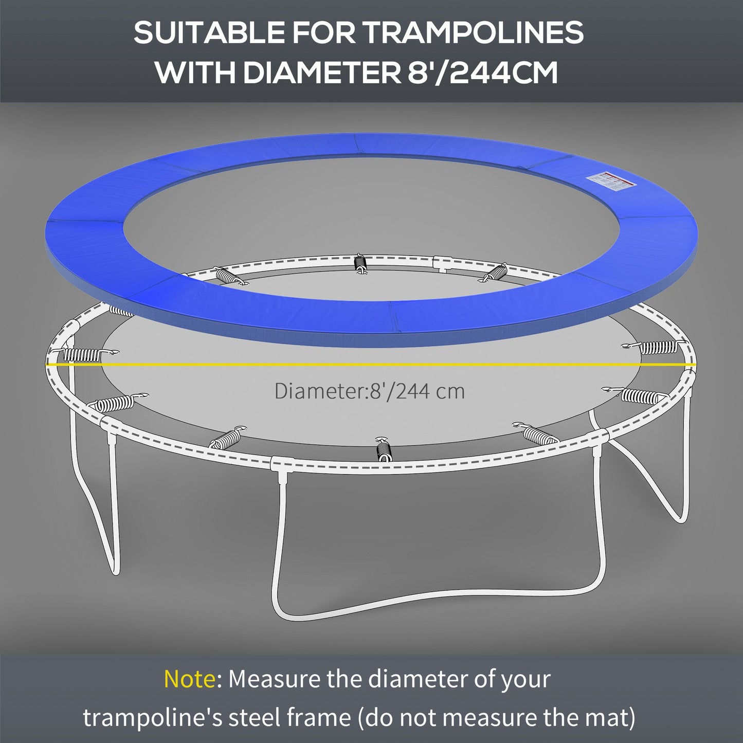 HOMCOM 8ft Trampoline Pad, Φ244cm Trampoline Accessories Surround Pad Thick Foam Pads Padding Replacement Spare, Blue