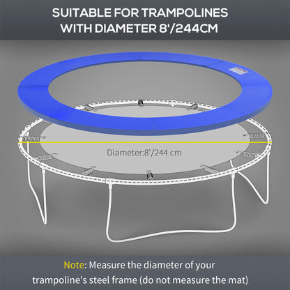 HOMCOM 8ft Trampoline Pad, Φ244cm Trampoline Accessories Surround Pad Thick Foam Pads Padding Replacement Spare, Blue