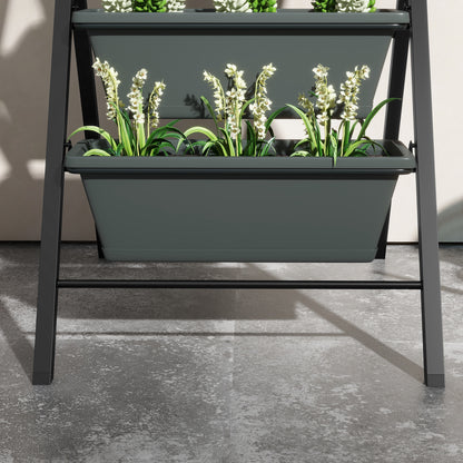 Outsunny 5-Tier Vertical Raised Garden Planter with 5 Container Boxes, Outdoor Plant Stand for Vegetable Flowers, Grey